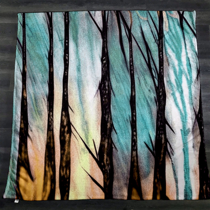 Throw Blanket, 68" W x 80" L, Striped/Abstract, Blue/Brown/Orange