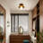 Modern Wood Flush Mount Ceiling Light with Frosted Glass Globe, Natural Wooden Ceiling Light Fixture for for Bedroom Hallway Entryway Kitchen-925091263