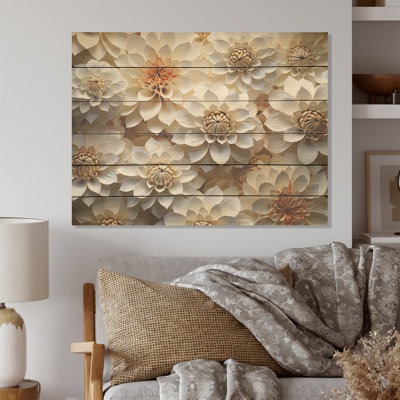 Vibrant White Zinnias Collage - Zinnias Wood Panel Wall Art On Natural Pine Wood