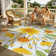  Frankin Washable Orange Floral Outdoor Rug, Non Slip Quick-Dry Mesh Rug for Outside