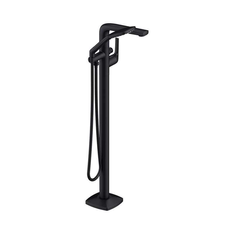 Ensemble de garniture de robinet de baignoire à poser sur pied à poignée simple transitionnelle avec douche carrée en chrome 1,75 GPM