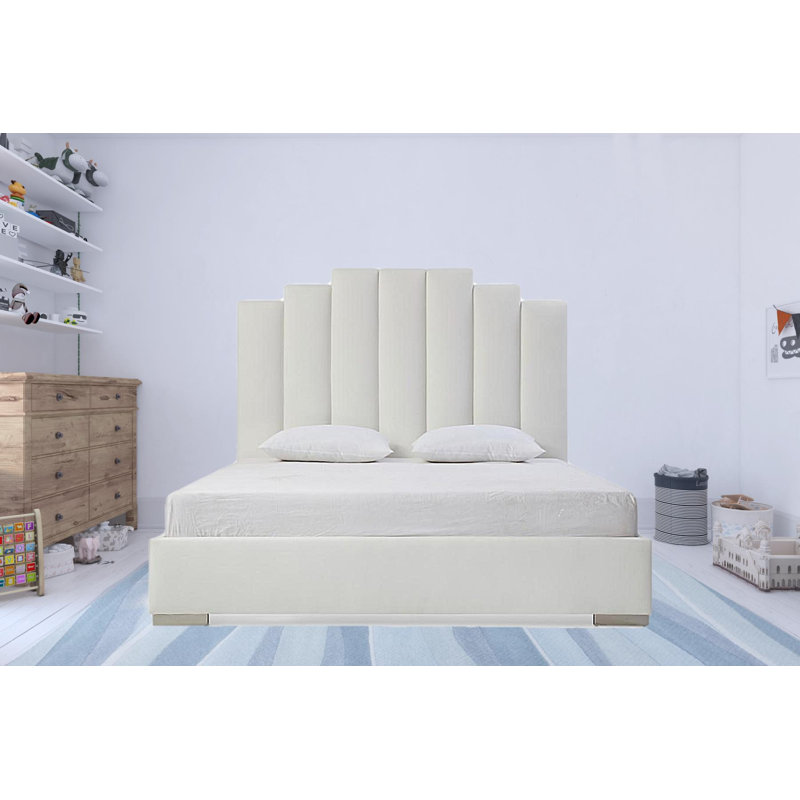 Upholstered Platform Bed, Queen, White