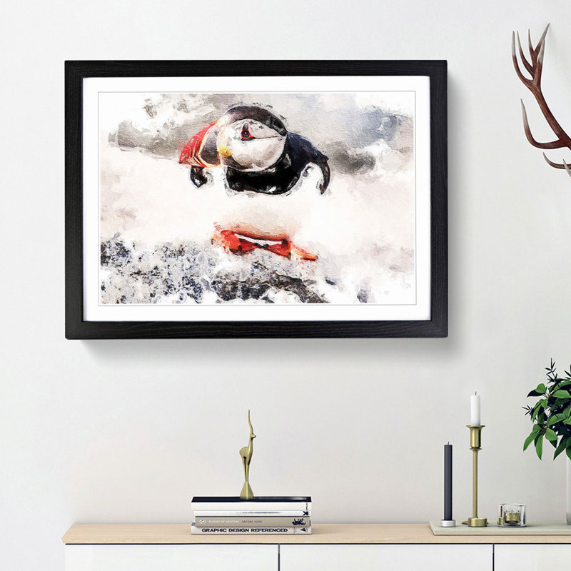 Atlantic Puffin - Framed Print, Black Framed, 33cm H x 45cm W x 2cm D