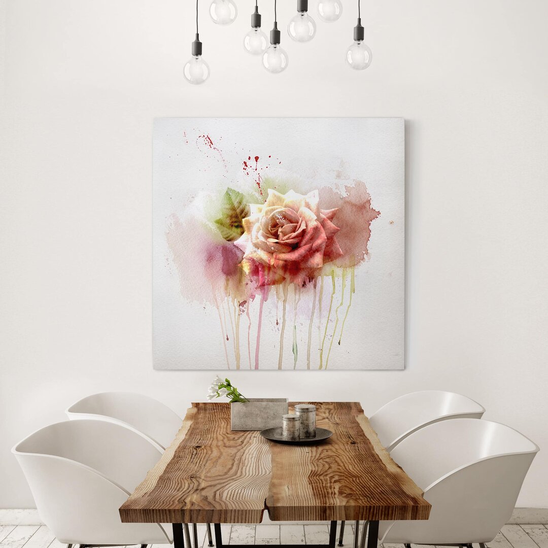 Leinwandbild Aquarell Rose