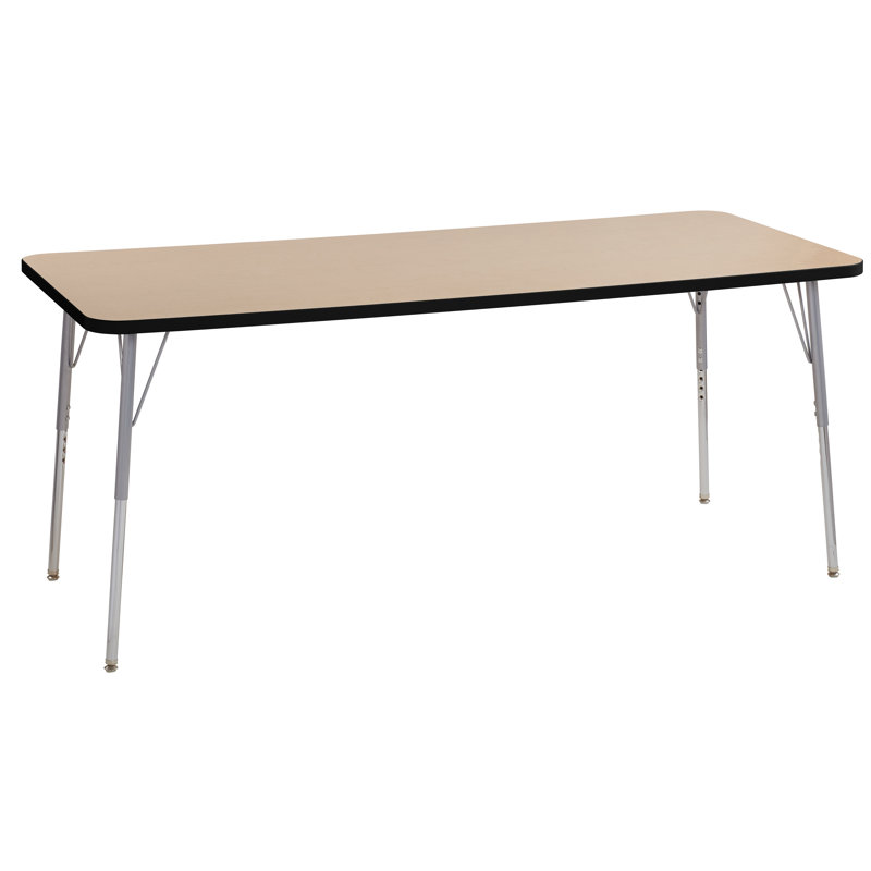Table rectangulaire d'activité rectangulaire avec pieds réglables, Érable / noir, Super, 30" x 48"