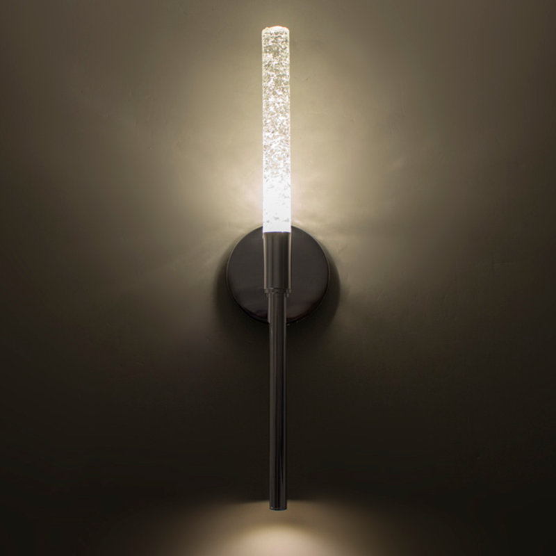 Magic 1-Light Dimmable Polished Nickel Bath Sconce, Black