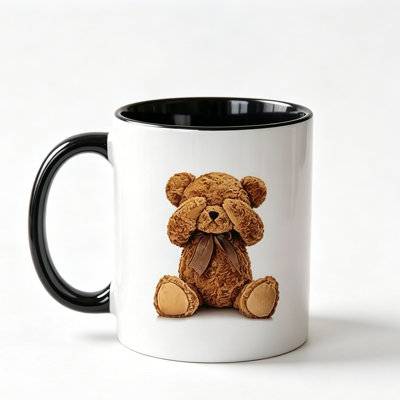 1pc Novelty Shy Teddy Bear Ceramic Mug, Coffee Cup, Juice Cup, Fun Gift.