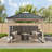 Sunjoy Wood Gazebo 11 x 11 ft. Hardtop Gazebo Cedar Wood Framed Hot Tub Gazebo with Steel and Polycarbonate Hardtop and bar Shelf