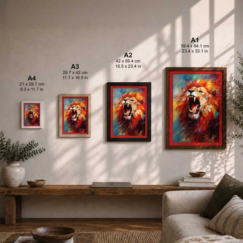 Roaring Lion Modern - Print, A4 - 29.7 x 21.0 cm, White