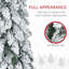 Grand haut sapin de Noël artificiel avec 225 branches floquées enneigées, 100 lumières DEL blanches ou colorées, forme Downswept