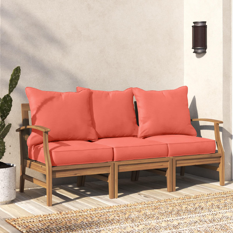 Alline Sunbrella Outdoor 5'' Sofa Seat / Back Cushion, Canvas Melon Sunbrella® Canvas