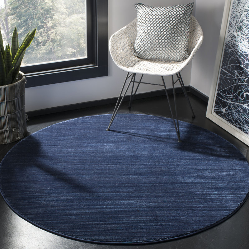 Tapis d'intérieur bleu marine Arneshia, Rond 4 pi