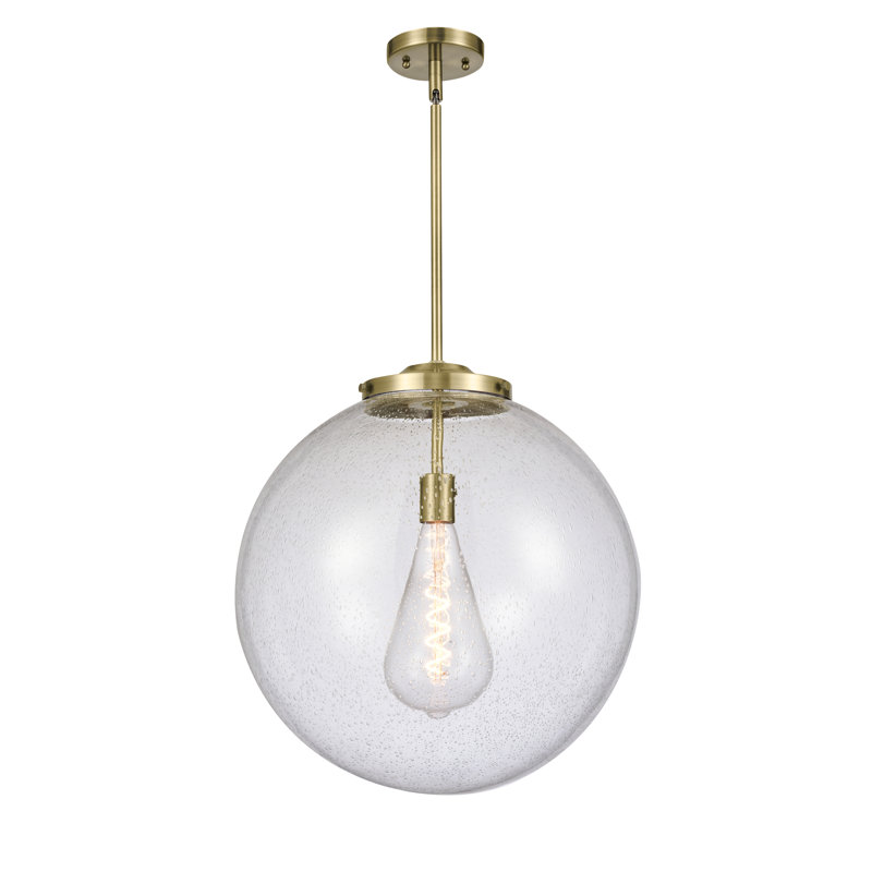 Luminaire suspendu sphère 1 lumière Frederick, H 19 po x l 18 po x P 18 po, Nickel satiné brossé, Grainé