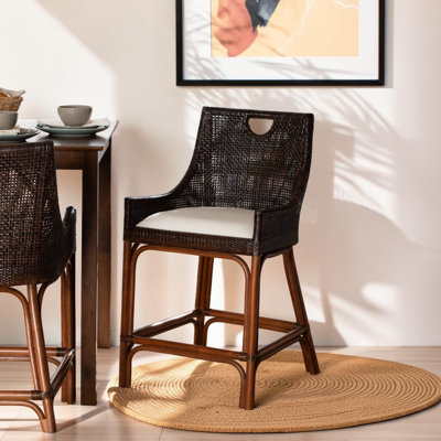 Tabouret de comptoir en rotin tissé à la main Sabryna