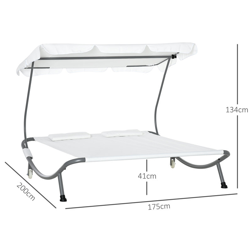 Double Hammock with Stand, Cream White/Silver