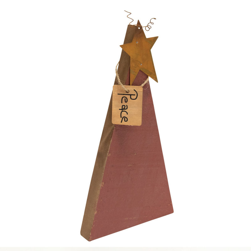 3/Set, Distressed Rustic Wood White Christmas Trees, Red
