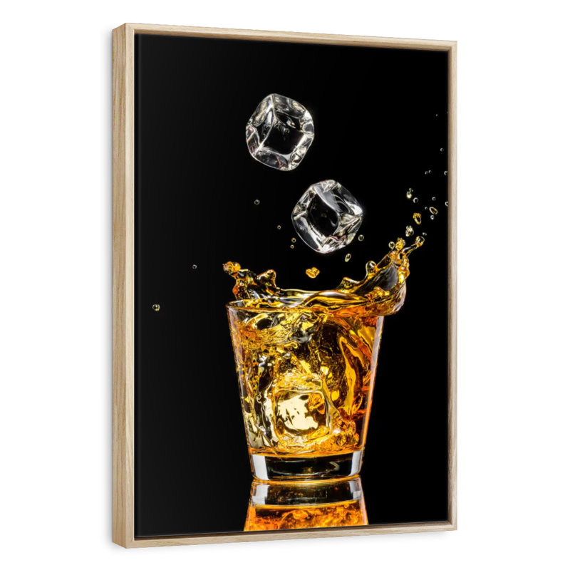 Whisky et glaçons, Floating Frame Natural Wood, 27" x 40"