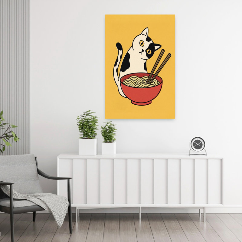 «Curious Cat Ramen», art mural contemporain, H 36 po x l 24 po