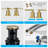 Brushed Gold 3-Hole Low-Arch 8 Inch Widespread Bathroom Faucet, Vanity Sink Faucet With Metal Pop Up Drain Assembly And Water Supply Lines For Lavatory-121292080