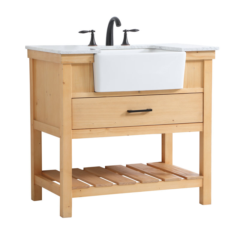 Meuble-lavabo simple 36 po Pelaghia, Bois naturel