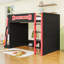 Lit mezzanine double en bois avec bureau intégré, tablettes, lumière RVB, station de charge USB et prise-601097860