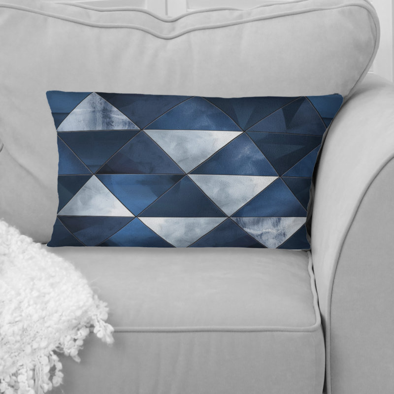 Coussin lombaire bleu et blanc Triangles IV