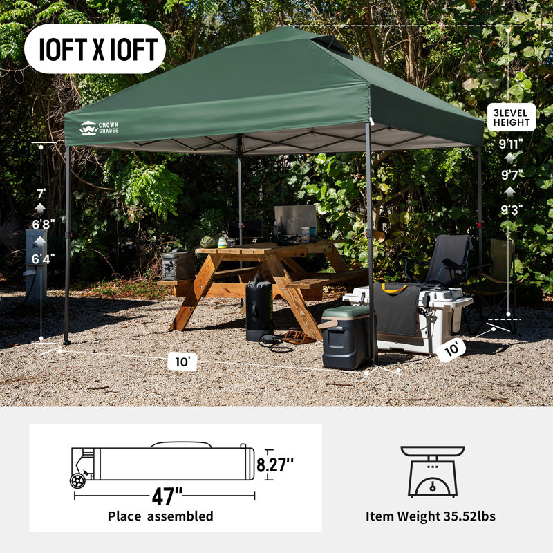 10 Ft. W x 10 Ft. D Outdoor Pop Up Canopy Tent with One Push Setup Foreast Green, Forest green