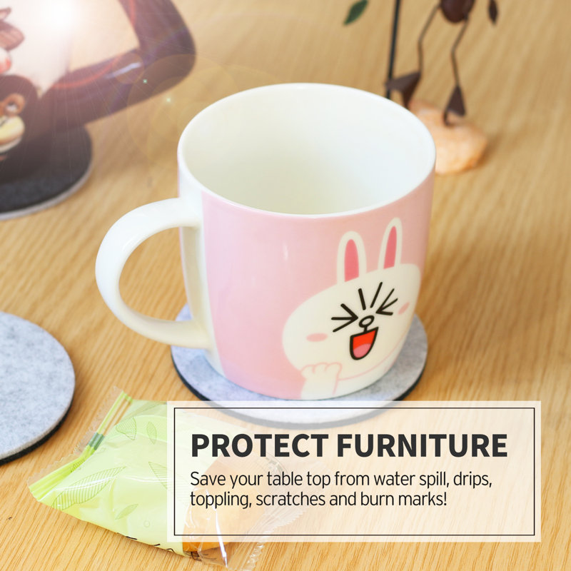 Round Felt Coasters 8pc Bulk Set with Holder