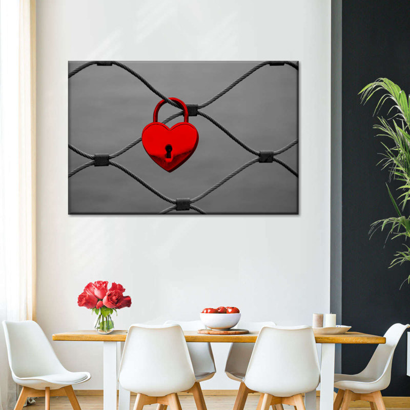 Impression sur toile Heart Heart Lock, H 8 po x l 12 po x P 1 po