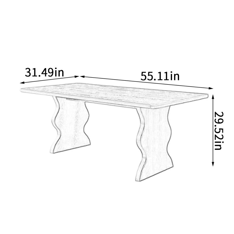 Table de salle à manger rectangulaire, H 29,52 po x L 55,11 po x l 31,49 po