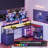 Reversible LED L-Shaped Black Desk with Storage and Power Outlet-999217586