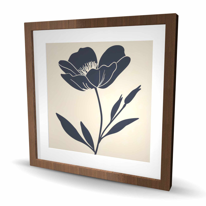 La fleur - imprimé mat gris encadré pour la décoration intérieure