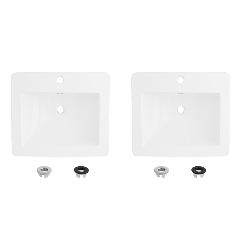 Ensemble de 2 lavabos de salle de bain rectangulaires encastrés l 21,25 po x P 18 po
