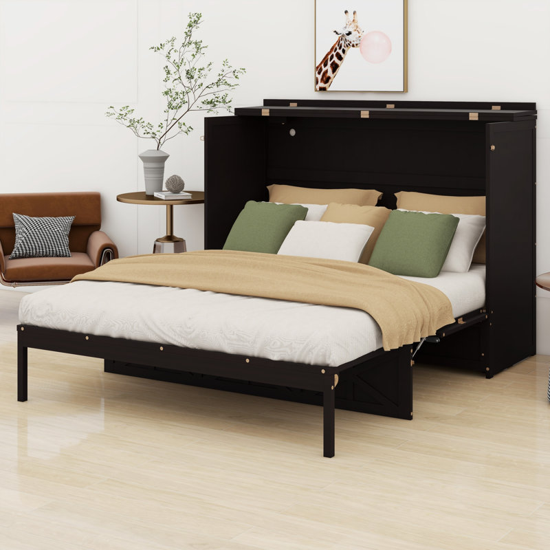 Storage Murphy Bed Featuring USB Charging & Drawers, Full / Double, Espresso