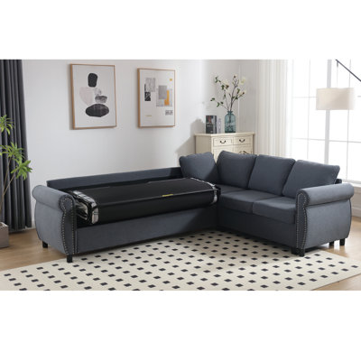 [NEW ARRIVED] [VIDEO PROVIDED] Sleeper Sofa, 2 In 1 Pull Out Couch Bed,6 Seater Sofa Bed, L Shaped Sleeper Sectional Sofa Couch,Riveted Sofa,104'' Large Combined Sofa Bed In Living Room,  BEIGE