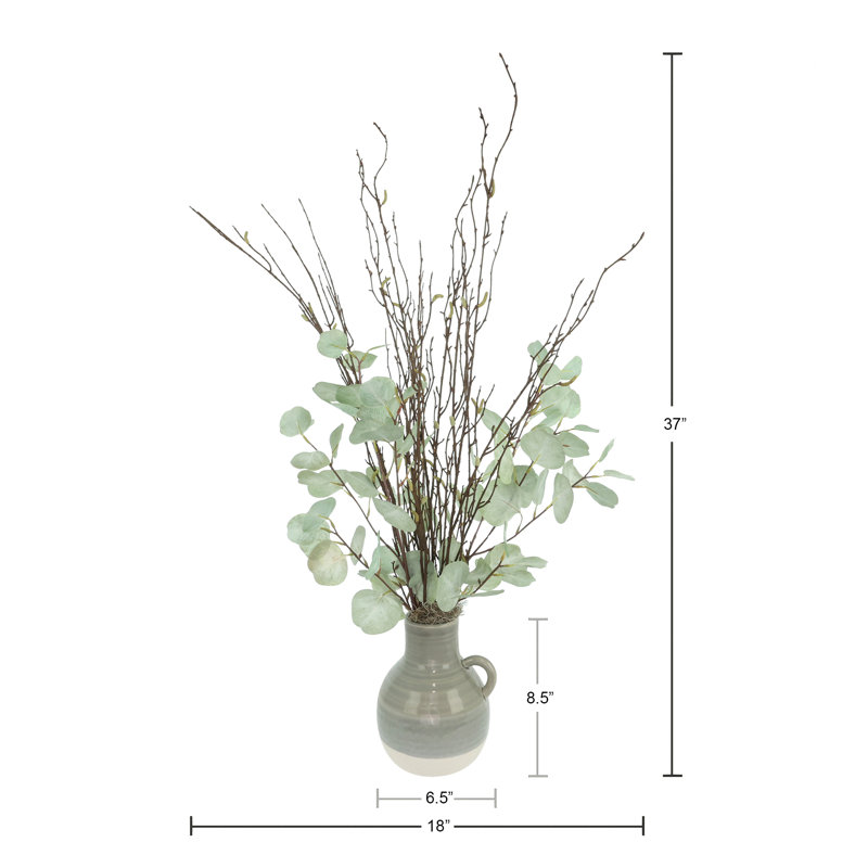 Eucalyptus and Willow Arrangement in Ceramic Vase