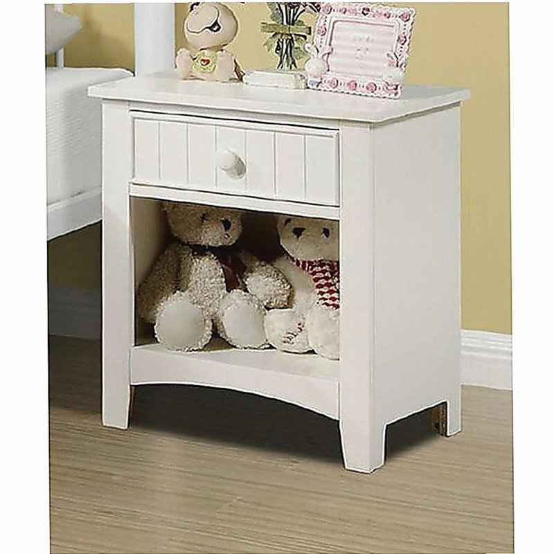 Table de chevet en bois avec tiroir blanc Karine