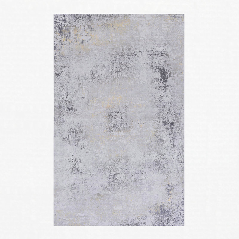 Gray Gold Chenille Machine Washable Low-Pile Non-Slip Area Rug 4x6 Gray Gold, Gray