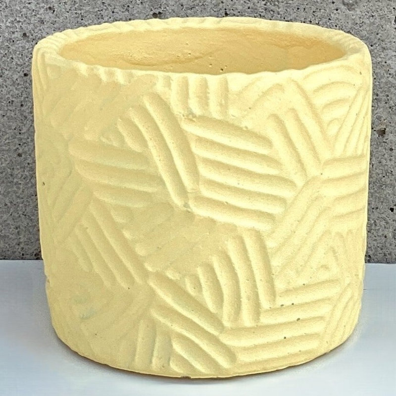 Yellow Patterned Lines Design Pot, Yellow