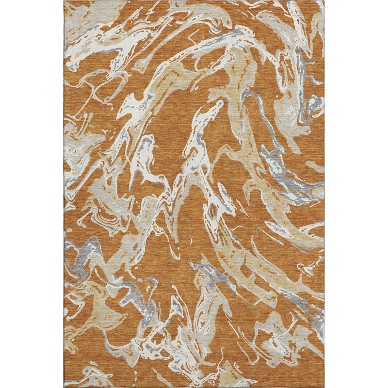 Premium Machine Washable Corum AMF1035 Abstract Rug, Rectangle 10' x 14'