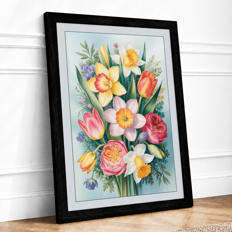 Seasonal Posy Botanical - Framed Print, A3 - 42.0 x 29.7 cm, Black