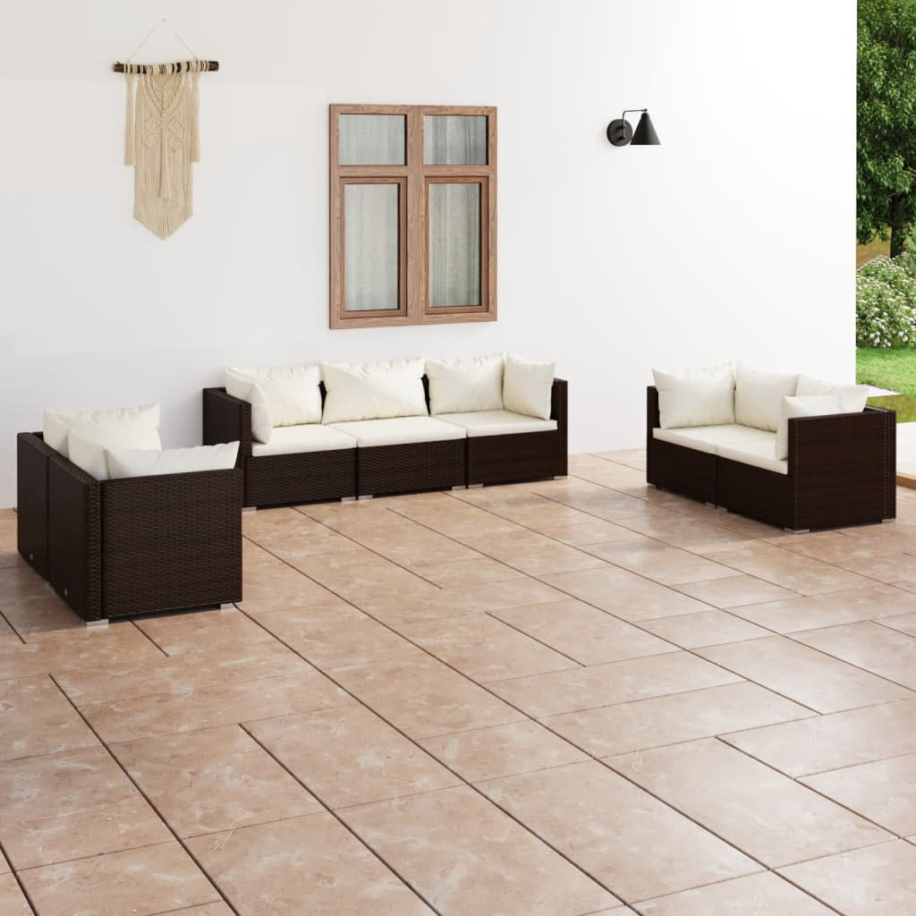 7-Sitzer Lounge-Set Jeasie aus Rattan mit Polster