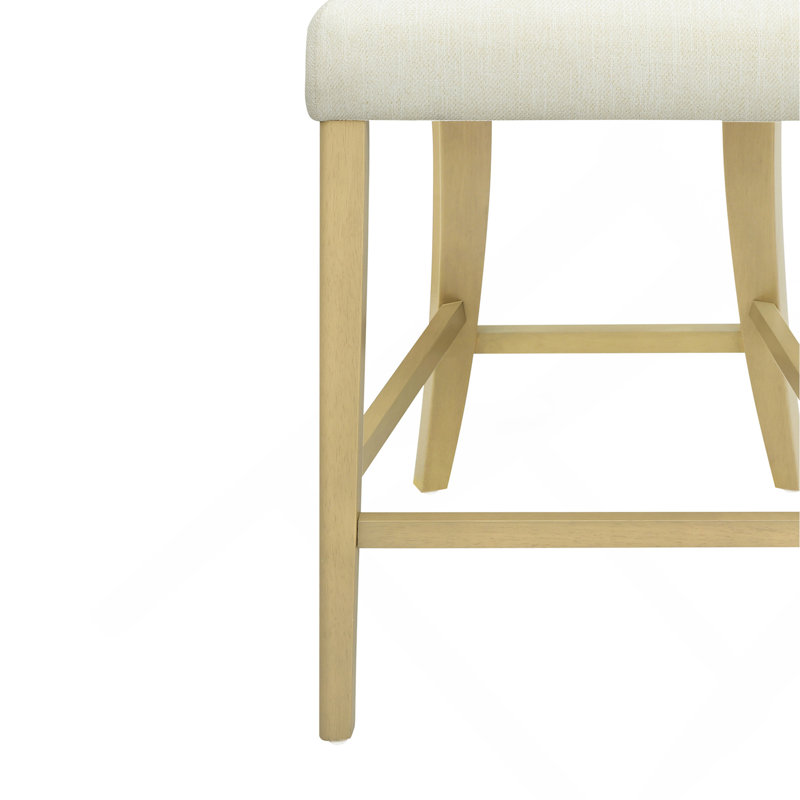 Ensemble de 2 tabourets de comptoir sans accoudoirs, Siège beige / structure naturelle