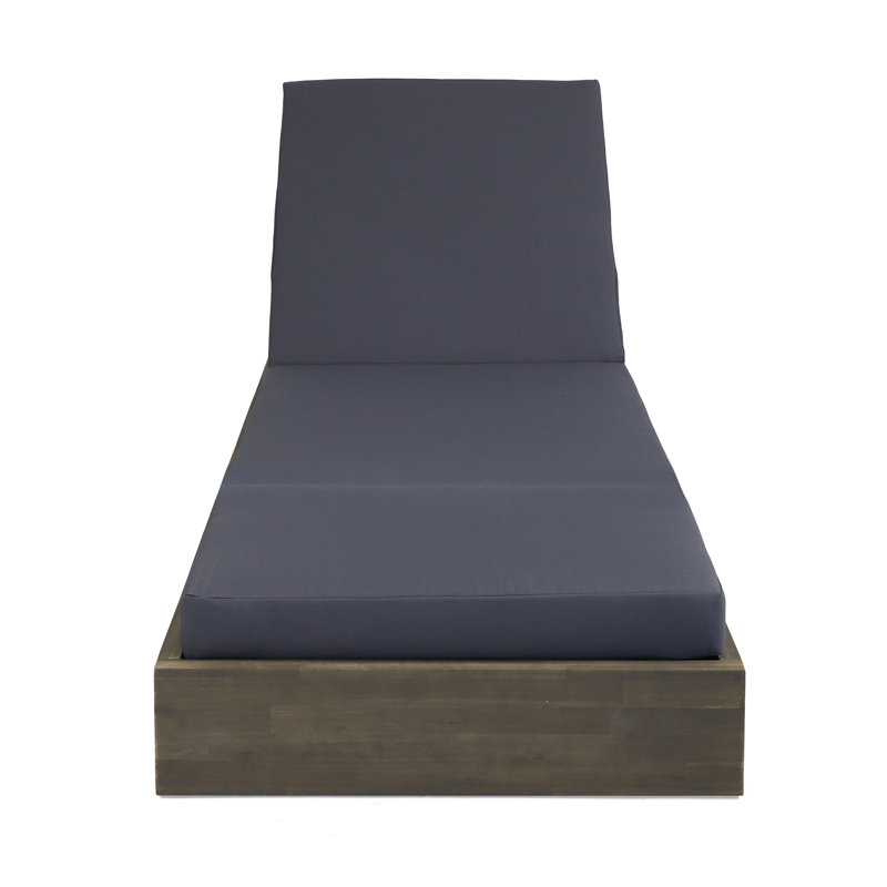 Beaubien Outdoor Wood Chaise Lounge, Dark Gray/Gray, 2
