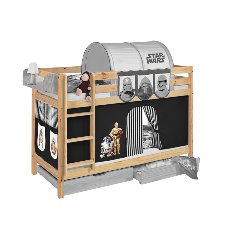 Lilokids European Single (90 x 200cm) Bunk Bed, White, Black