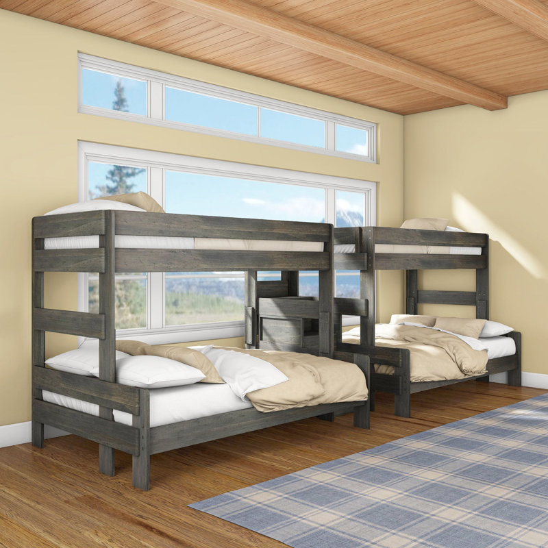 Lit superposé double/quadruple de style ferme, bois flotté, Bois flotté
