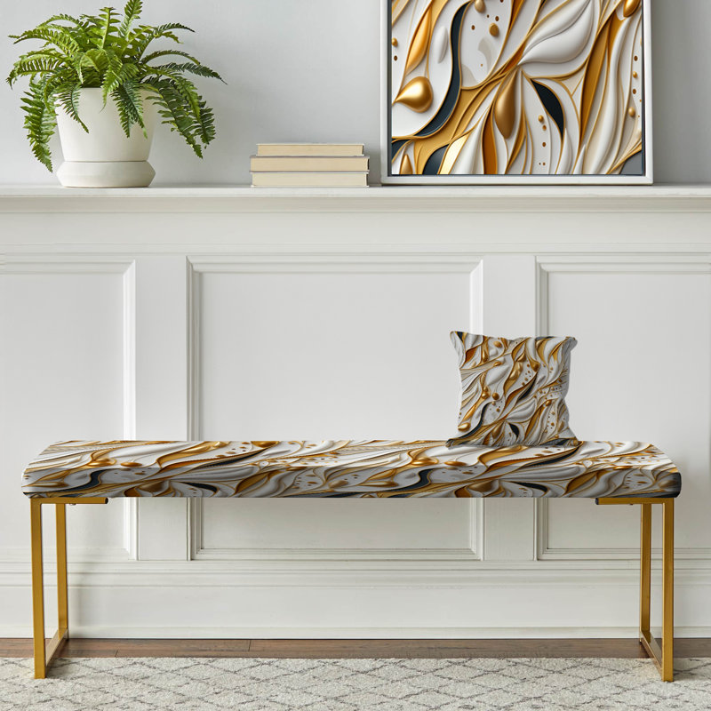 Banc rembourré Marble White and Gold