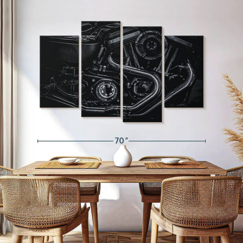 Mehar Monochromatic Motorcycle Engine, 42" H x 68" W