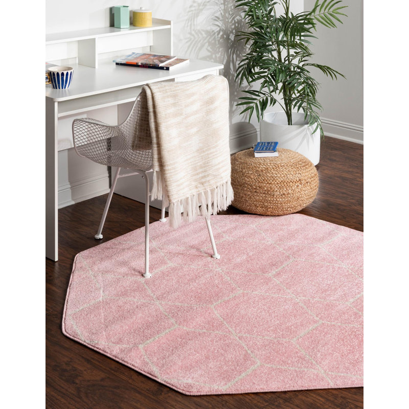 Tapis géométrique Debrodie, Octogone 5 pi 3 po x 5 pi 3 po, Pink