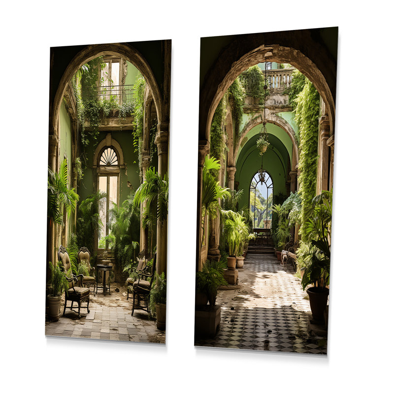 Cuba Colonail Charm Oasis - ensemble de 2 décorations murales en métal paysage cubain, H 28 po x l 24 po